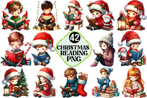 Christmas Reading Clipart, an Illustration by Pixels.Craft