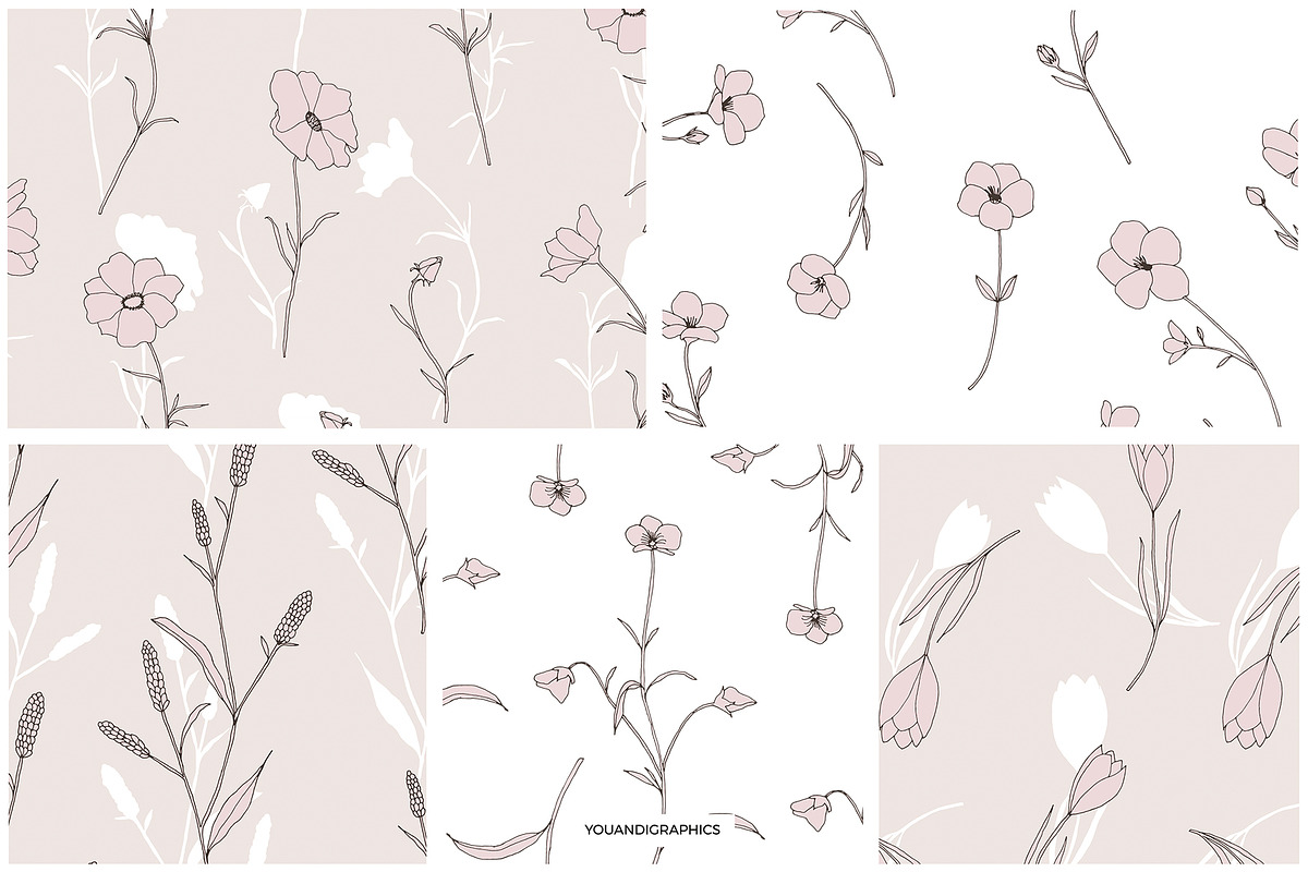 Dainty Floral Patterns Elements, a Pattern Graphic by Youandigraphics (Photo 15 of 17)