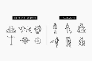 100 Travel Icons Set - Expanded