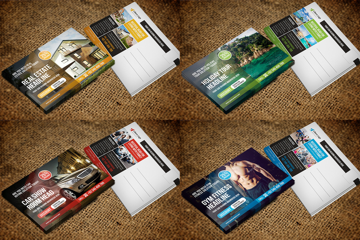 Postcard Design Bundle, a Card Template by Miyaji75 (Photo 4 of 20)