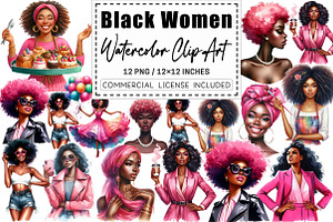Watercolor Black Women Clip Art, a Graphic by CitraGraphics
