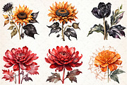 Watercolor Halloween Flowers Clipart, an Illustration by Libby Wishes (Thumbnail 3 of 3)