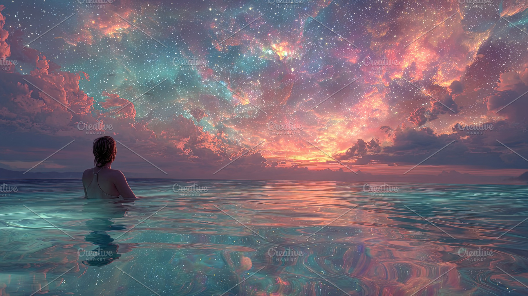 Woman in Dreamy Ocean Sunset, a Person Photo by Ales Munt