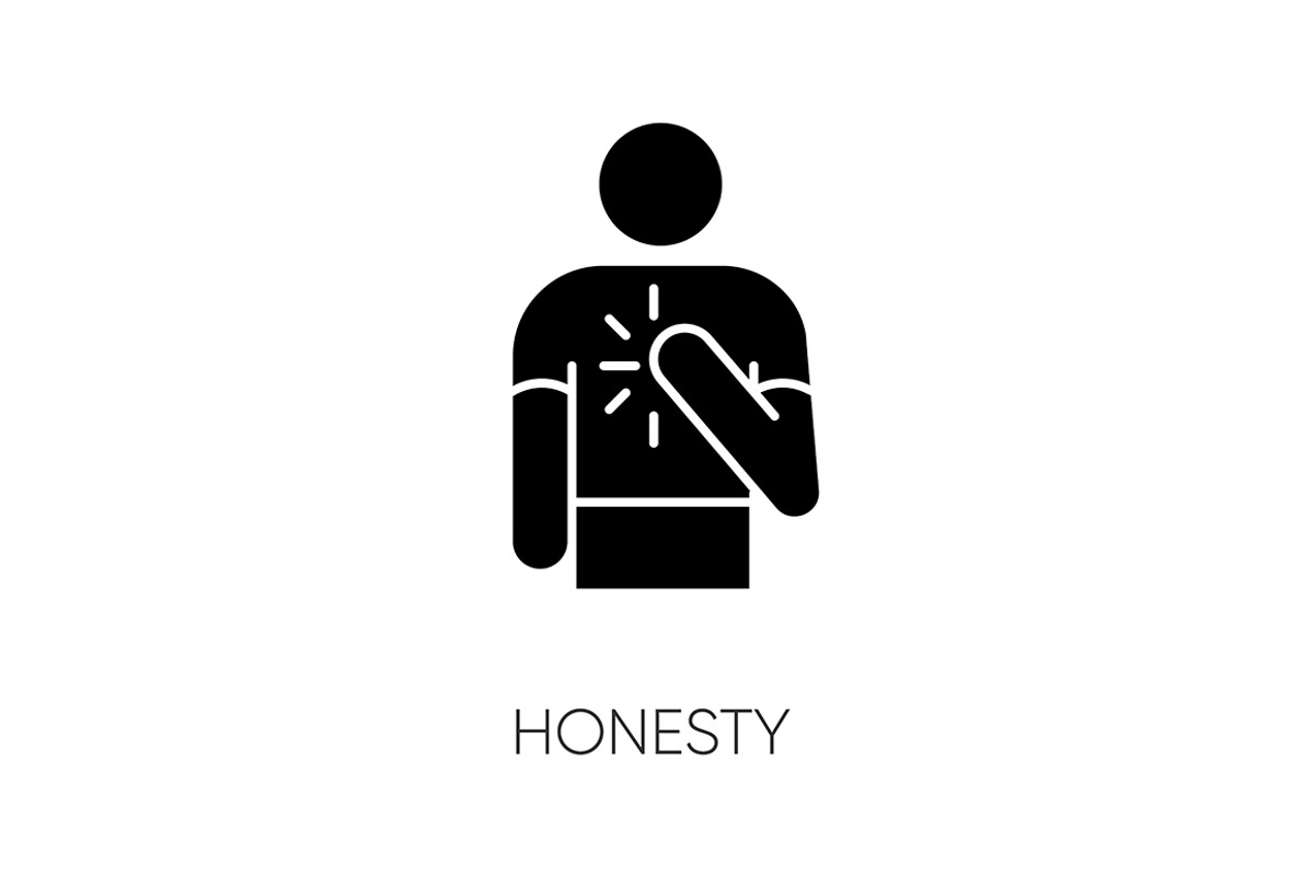 Honesty black glyph icon, a Solid Icon by IMG Visuals