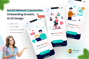 Social Network Onboarding Screens UI, an UI Kit Template by DesignBox