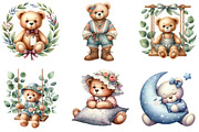 Nursery Teddy Bear Clipart,Boho, an Illustration by DreamArtGraphic (Thumbnail 2 of 7)
