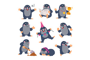 Little mole. Cartoon moles, an Animal Illustration by LadadikArt