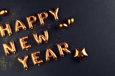 Happy new year gold ballons