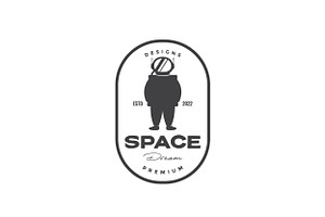 Badge With Astronaut Logo Design