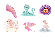 Watercolor Dragons Clipart, an Animal Illustration by BerryPieArt (Thumbnail 4 of 4)
