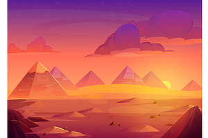 Egyptian pyramids under pink, an Object Illustration by art PVP - market