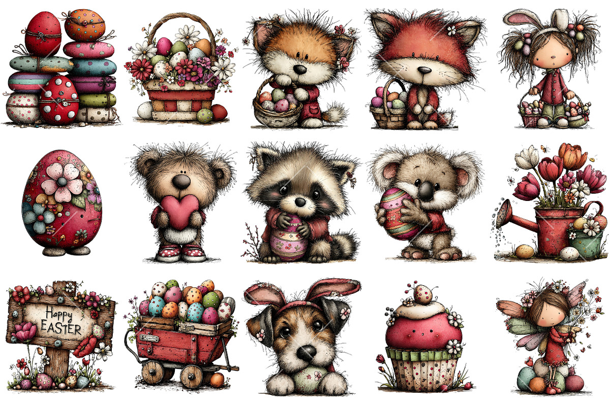 Whimsical Easter Clipart, an Illustration by OK Design (Photo 3 of 6)