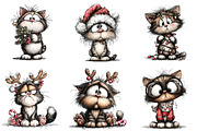 Quirky Christmas Cat Clipart, an Illustration by DreamArtGraphic (Thumbnail 3 of 4)