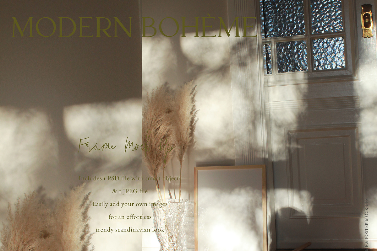 Boho Interior & Wooden Frame Mock Up, a Print Template by Wonderland Styled Stock (Photo 8 of 11)
