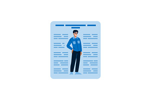 Young man standing in front of his, a Person Illustration by pikepicture