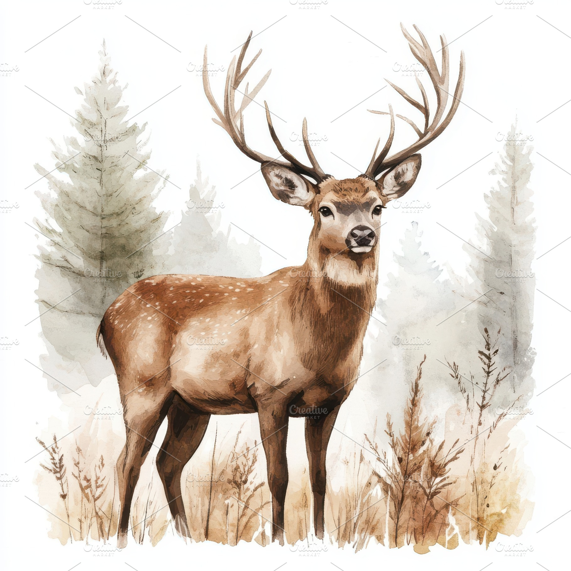 Majestic Stag in Autumnal Forest Wat, an Animal Photo by Pixeness Studio
