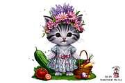Vegetables Gardener Cat PNG Bundle, a Graphic by Clipart Bloom (Thumbnail 4 of 13)