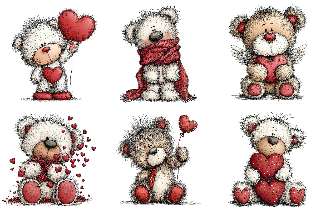 Valentine's Teddy Bear Clipart, an Illustration by Dream Creation (Photo 5 of 8)