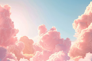 A serene image of fluffy pink clouds, a Photo by LOGOCREATIVE