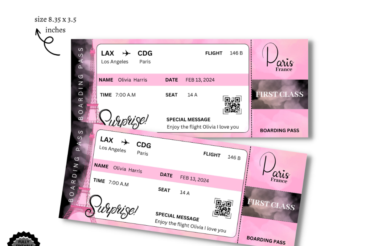 Editable Boarding Pass Template, a Card Template by YasdeyDesigns (Photo 2 of 7)