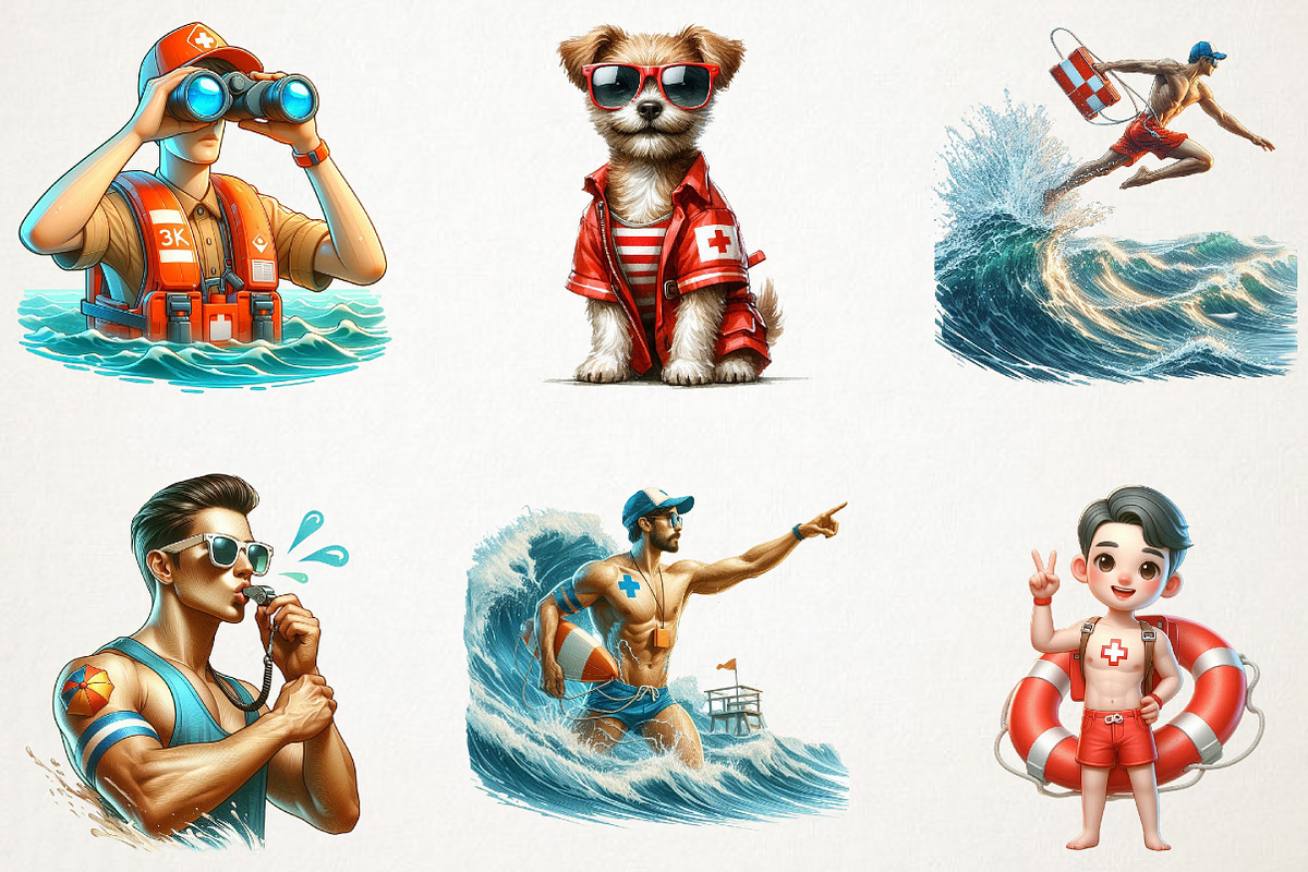 Lifeguard Watercolor Cliparts, an Illustration by RobertsArt (Photo 3 of 4)