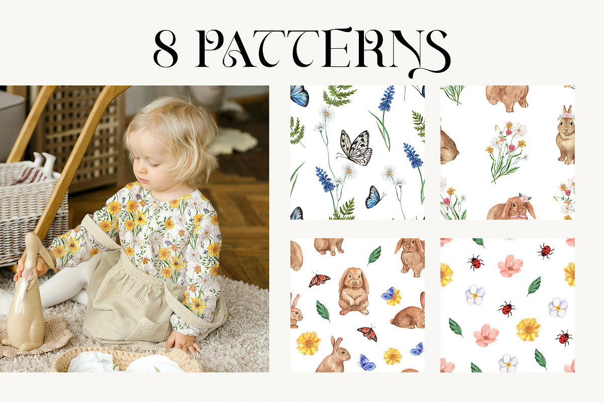 Petite Bunnies & Spring Wildflowers, a Seasonal Illustration by Catch the Dream Art (Photo 12 of 14)