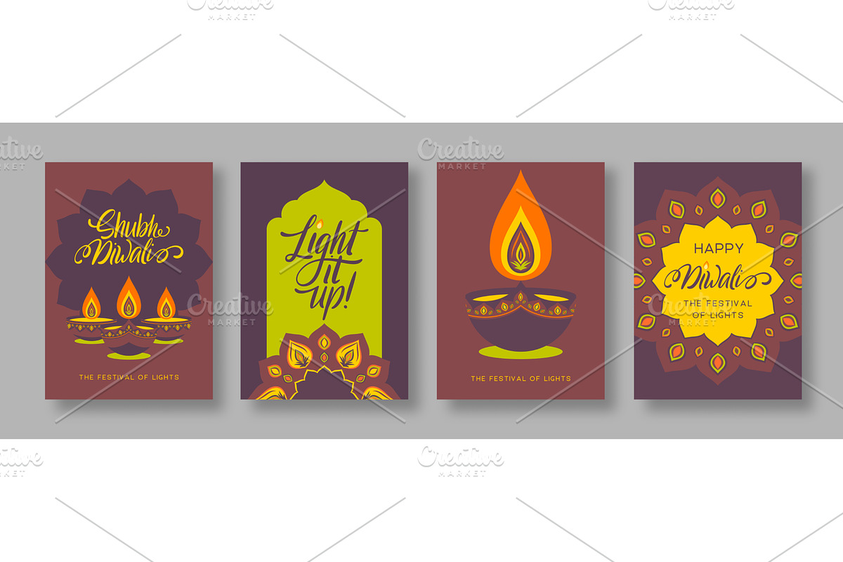 Diwali festival flyers or posters, an Illustration by Liudmyla Matviiets