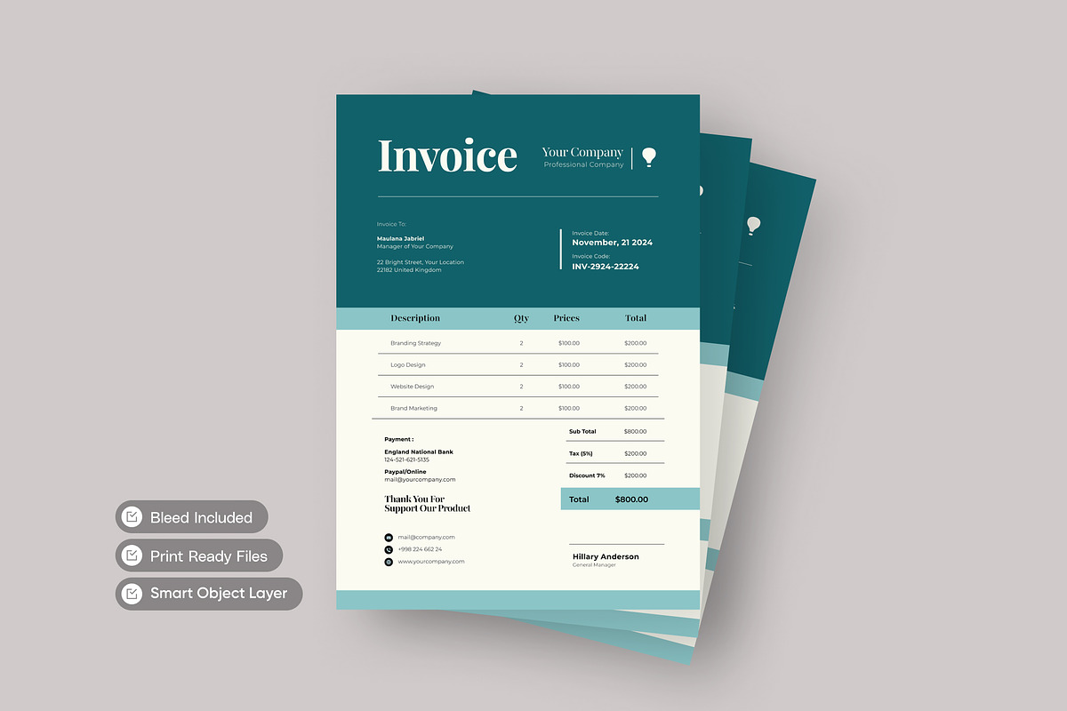 green invoice, a Flyer Template by WhymoreArt (Photo 1 of 4)