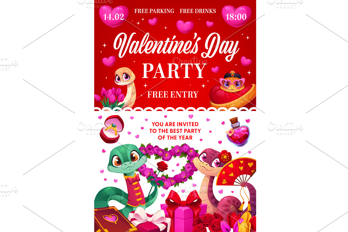 Valentine day party flyer, a Seasonal Illustration by Buch&Bee