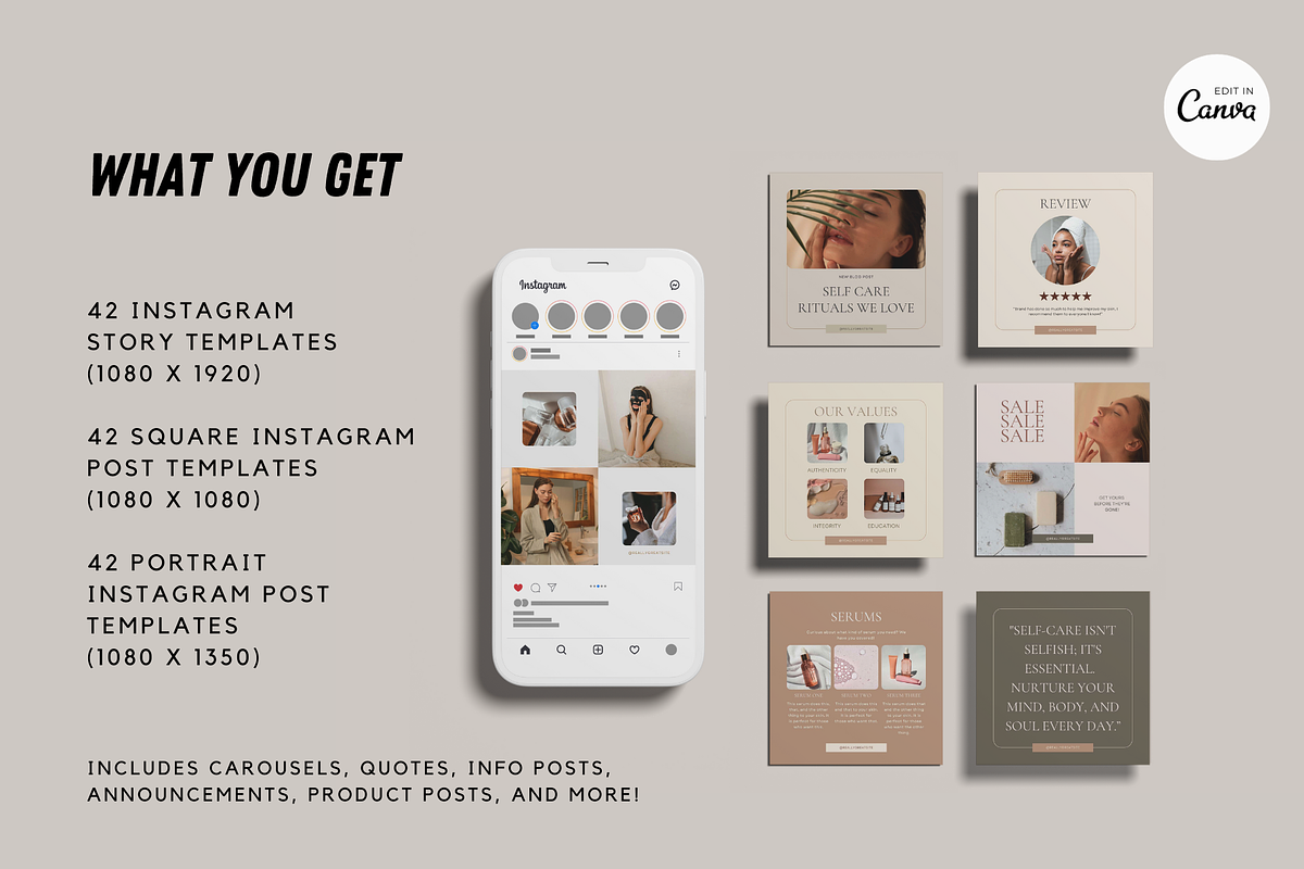 Skincare Instagram Canva Templates, a Social Media Template by Dandy Studio (Photo 5 of 6)