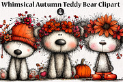 Whimsical Autumn Teddy Bear Clipart, a Seasonal Illustration by CreationArt (Thumbnail 1 of 6)