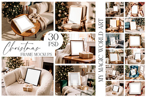 Christmas Frame Mockup Bundle 30PSD, a Product Mockup by EkaterinaViArt