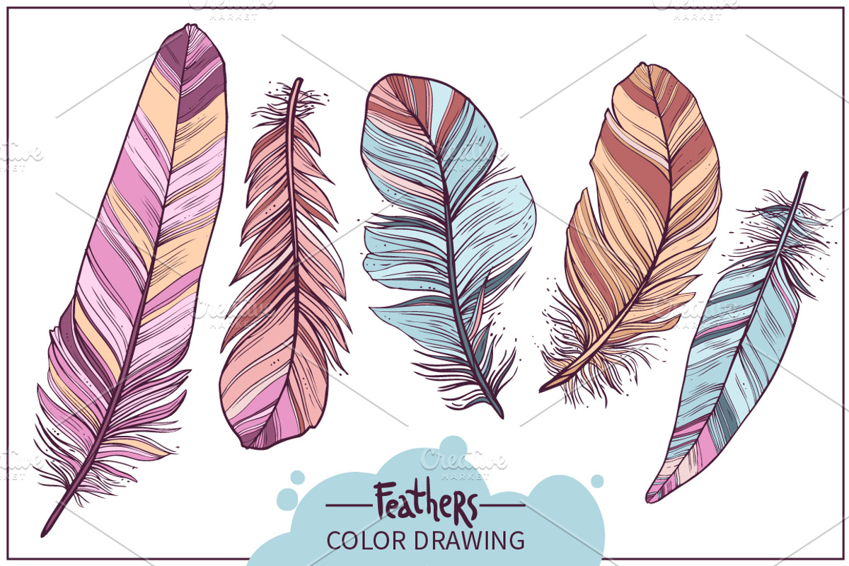 Feathers. Hand Drawn Collection, an Object Graphic by alexrockheart (Photo 4 of 5)