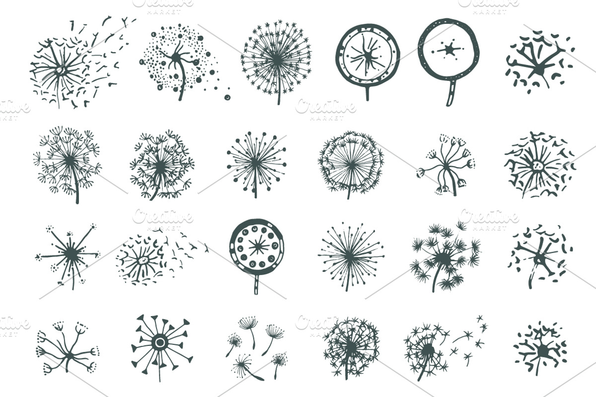 Set of dandelions, a Background Graphic by Artha Design Studio (Photo 2 of 2)