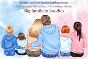 Big Family in Hoodies Clipart, a Person Illustration by ArtedeCatrin (Thumbnail 1 of 12)
