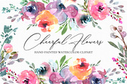 Cheerful Flowers-Watercolor Clipart, a Decorative Illustration by MariaScaroniAtelier (Thumbnail 1 of 7)