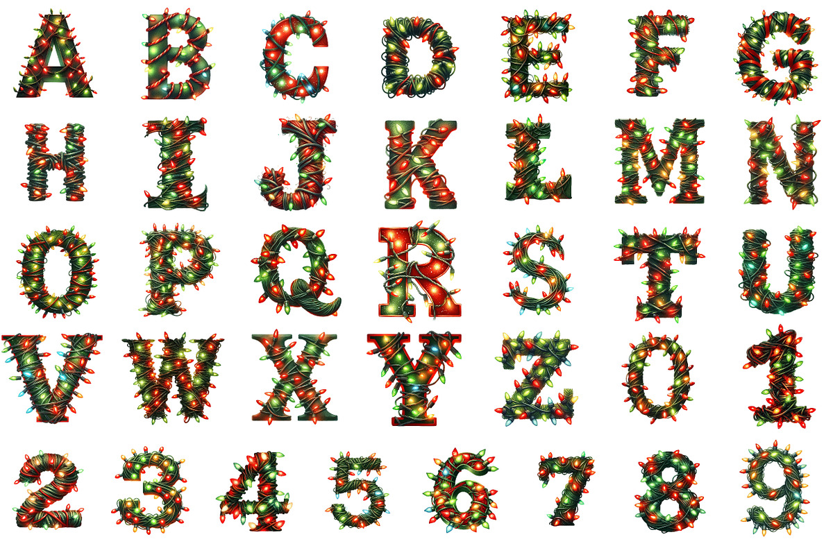 Christmas Lights Alphabet Clipart, an Illustration by DreamArtGraphic (Photo 2 of 2)