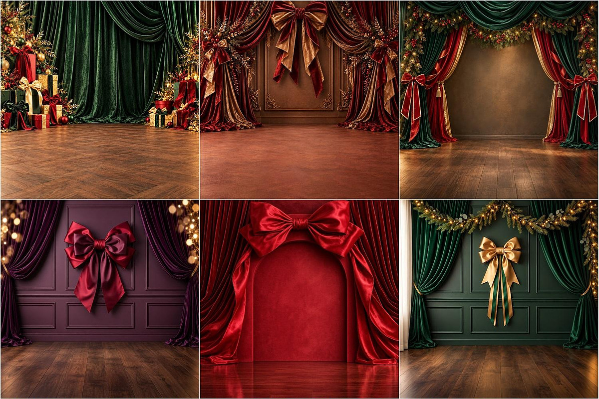 Luxury Velvet Bow Christmas Backdrop, a Background Graphic by Walllow Creatives (Photo 2 of 3)