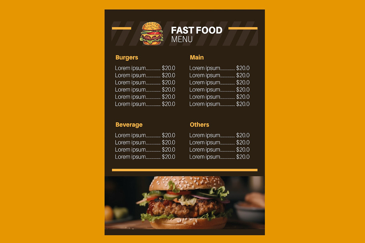 Fast Food Restaurant Menu, a Templates & Theme by studiogstock (Photo 3 of 3)