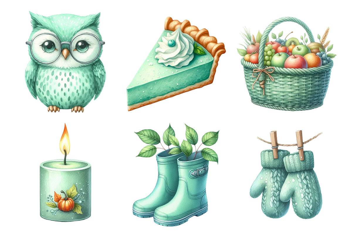 Mint Fresh Green Autumn Clipart, an Illustration by Daily.Designs (Photo 2 of 5)