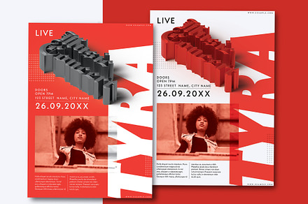 Red Poster Set with 3D Typography