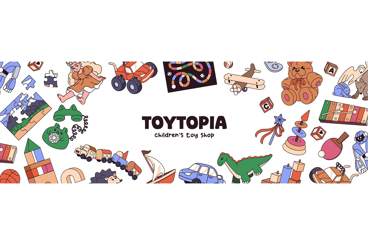 Kids toys, games set + backgrounds, an Object Illustration by PaperTrident (Photo 4 of 7)