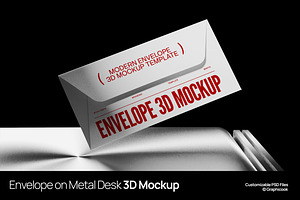 Envelope On Metal Desk 3D Mockup