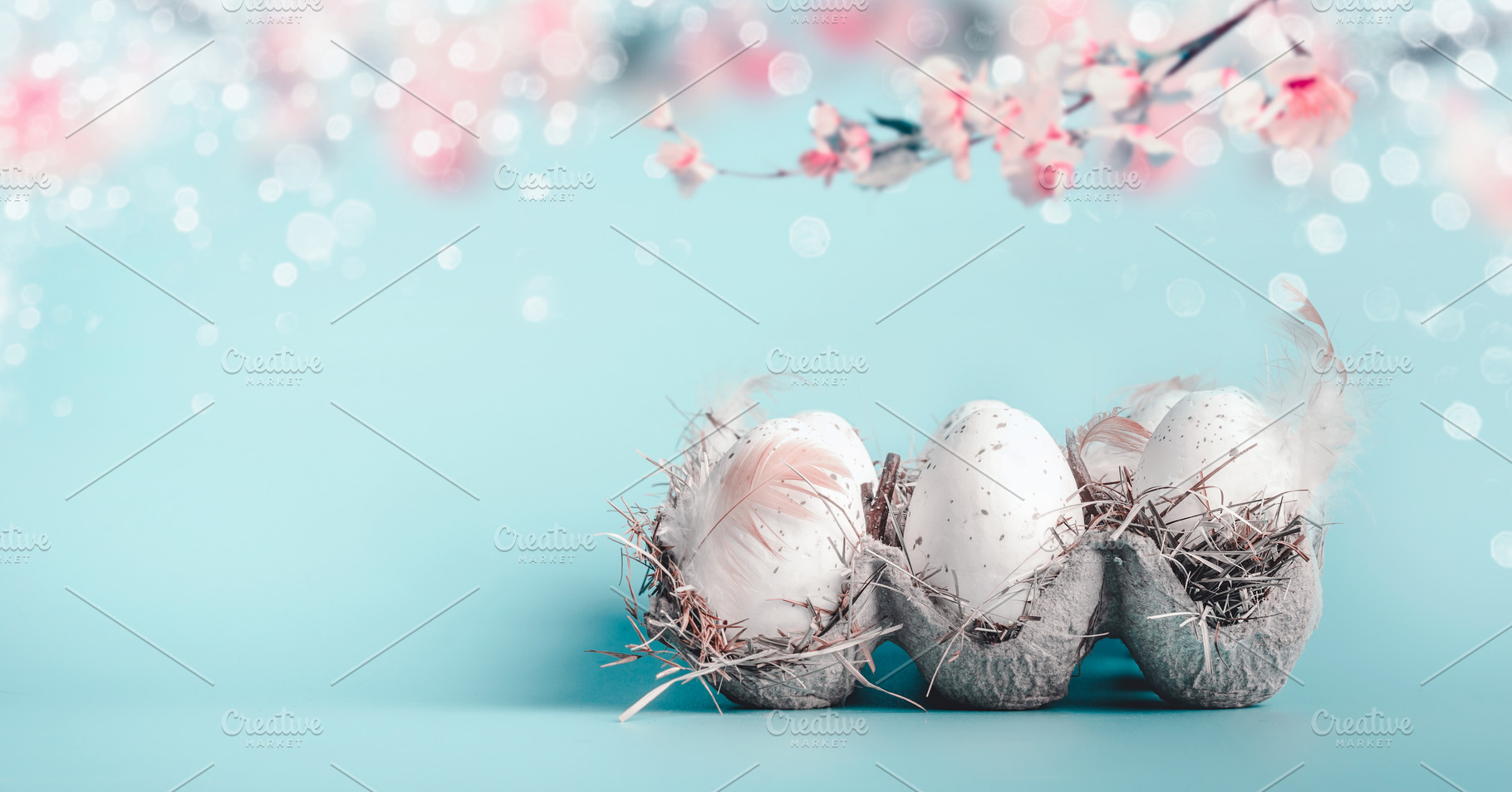 Easter background in pastel color stock photo containing background and banner, a Holiday Photo by VICUSCHKA
