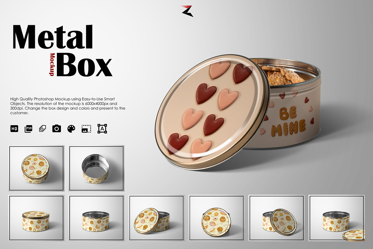 Metal Box Mockup 6K, a Product Mockup by Zabiegala MP (Photo 1 of 7)