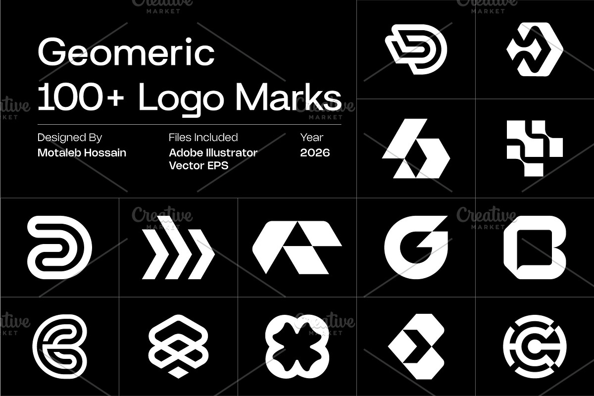 100+ Geometric Logo Mark, a Branding & Logo Template by Motaleb Hossain (Photo 1 of 5)