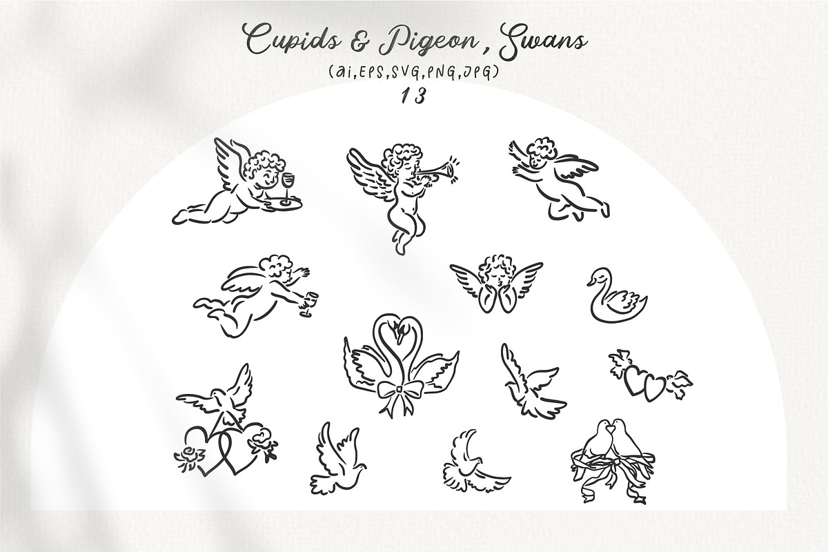 Hand Drawn Playful Wedding Clipart, a Decorative Illustration by La Petite Line Art (Photo 4 of 15)