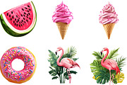 Pink Summer Clipart, an Illustration by Designking (Thumbnail 3 of 5)