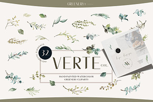 Greenery Watercolor Leaves Clipart