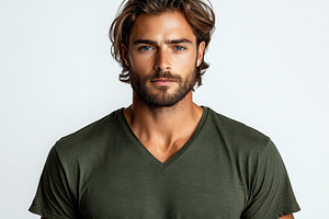 Handsome male model with tousled hai, a Photo by Tanuart
